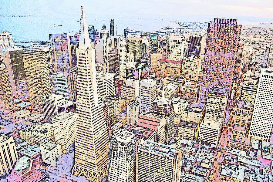 San Francisco, Panorama - 12 Painting by AM FineArtPrints