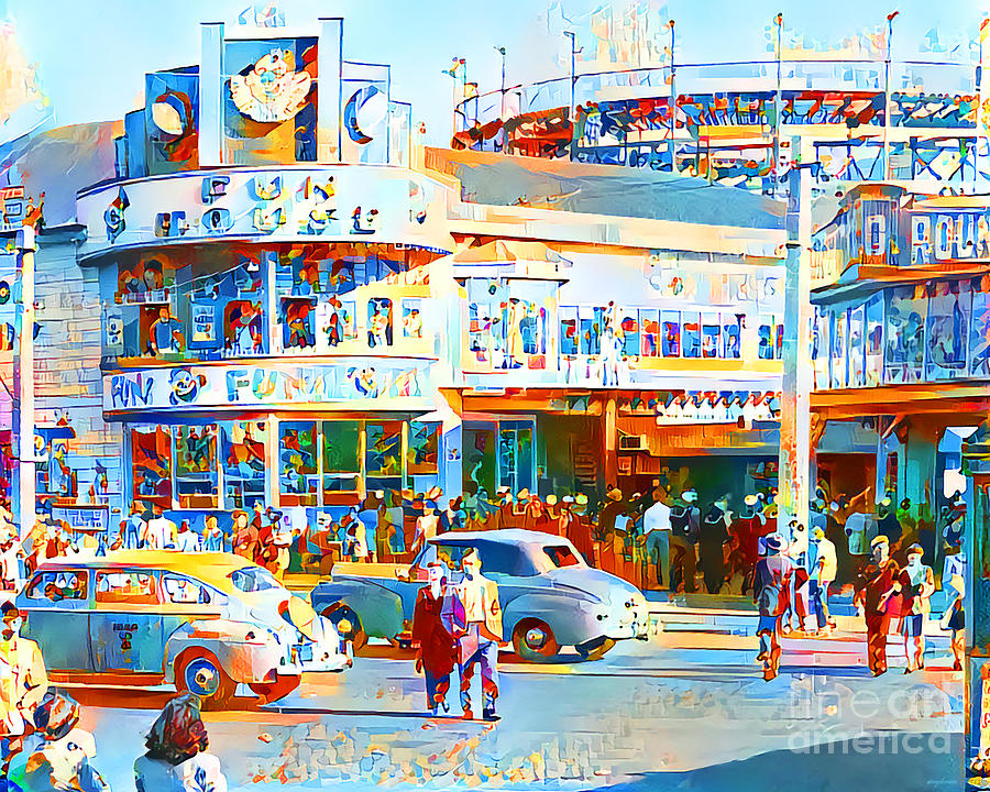 San Francisco Photograph - San Francisco Playland At The Beach Fun House in Vogue Esprit Colors 20200522 by Wingsdomain Art and Photography