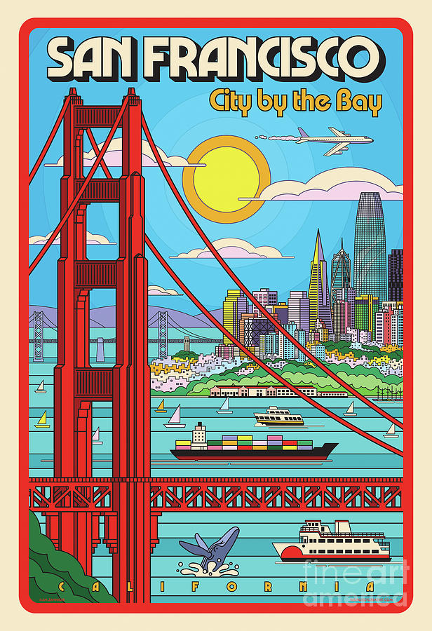 San Francisco Pop Art Travel Poster Digital Art by Jim Zahniser