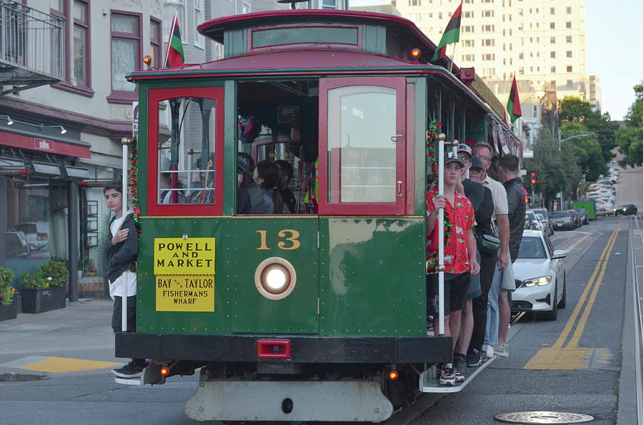 San Francisco Powell and Market Cable Car Filled with Tourists Photograph by Shawn OBrien