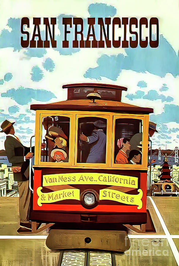 San Francisco Retro Streetcar Poster Drawing by M G Whittingham
