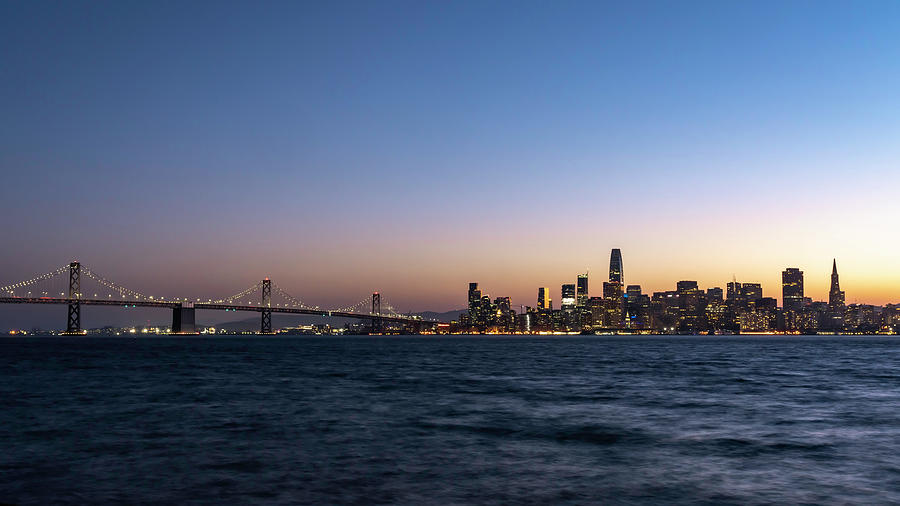Sunset San Francisco Skyline and Bay Bridge Photograph by Lindsay Thomson