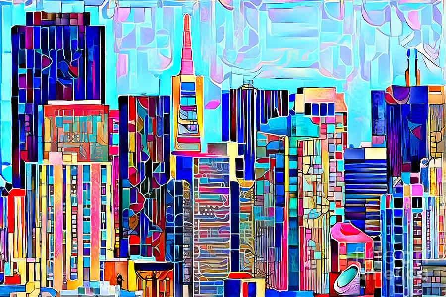 San Francisco Skyline in Contemporary Art Nouveau 20210914 Photograph by Wingsdomain Art and Photography