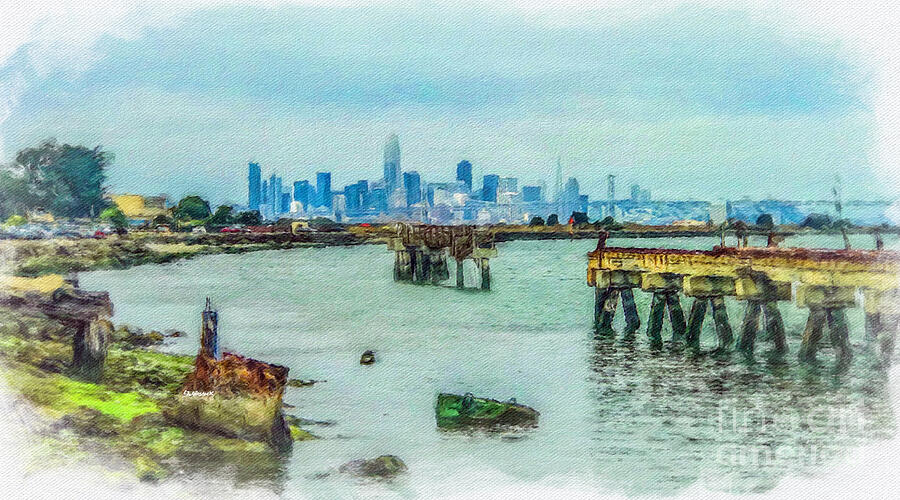 San Francisco Skyline  Painting by Linda Weinstock
