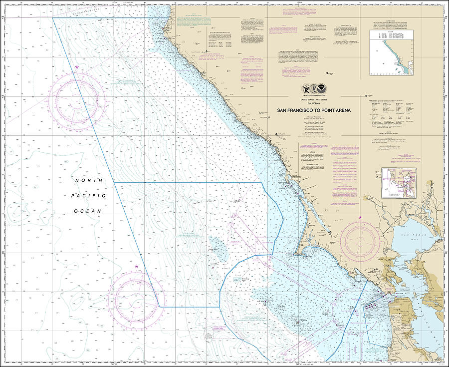 San Francisco to Point Arena California Nautical Chart 18640 Modified Digital Art by John Gernatt