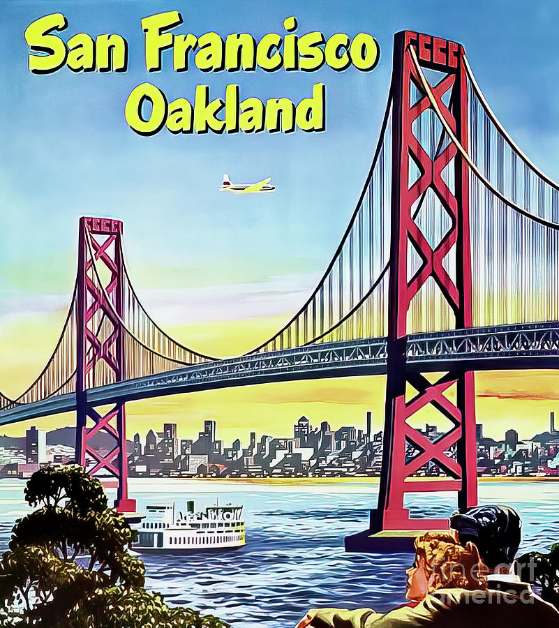retro San Francisco Travel Poster Drawing by M G Whittingham