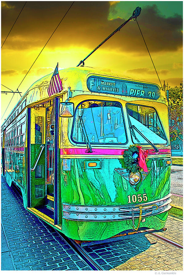 San Francisco Trolley Car Drawing by A Macarthur Gurmankin