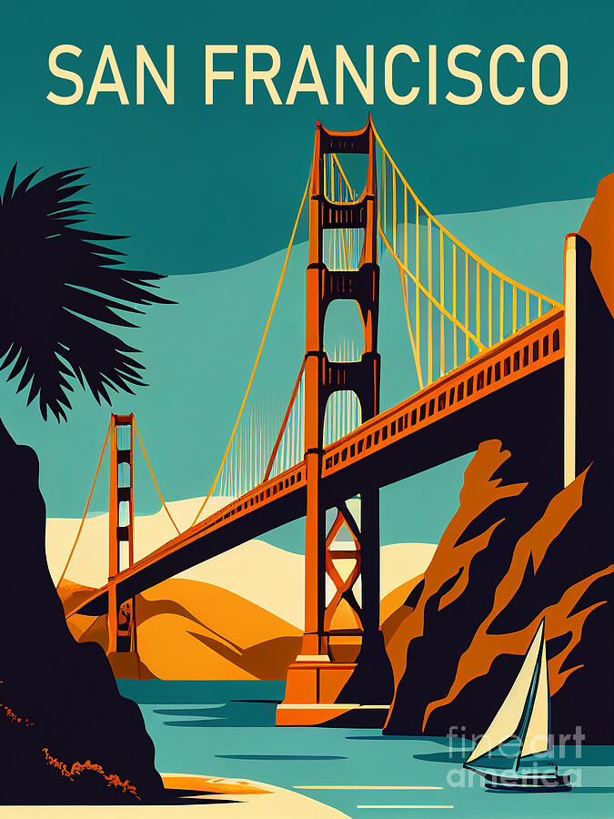 San Francisco, vintage travel poster Digital Art by Delphimages Photo ...