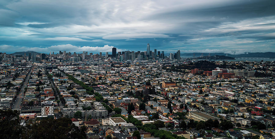 San Francisco Skyline Photograph - San Franciscos Skyline on a Moody Day by Alexander Sloutsky