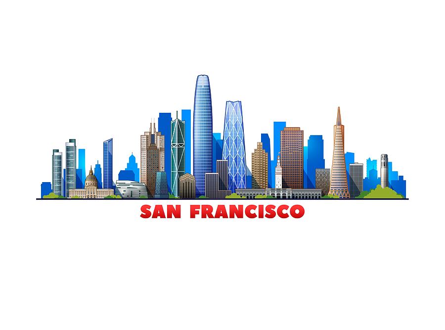 City Digital Art - San Fransisco Skyline by Microtic Studio