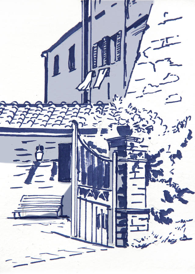 San Gimignano. Italy. Sketch Drawing by Masha Batkova