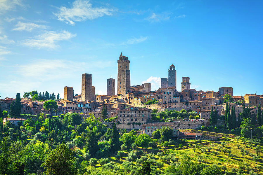 San Gimignano town, towers skyline. Tuscany Photograph by Stefano Orazzini