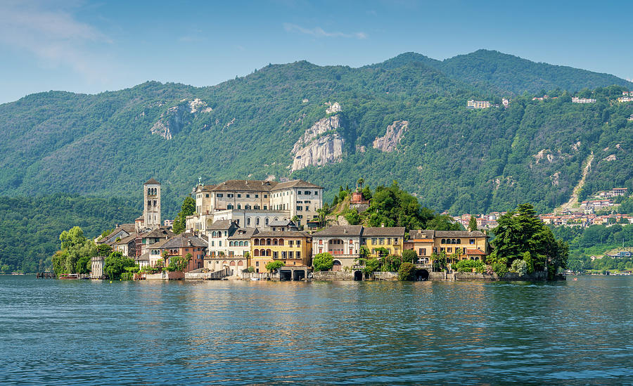 San Giulio Island on Lake Orta, Piedmont, Italy. Photograph by Stefano ...