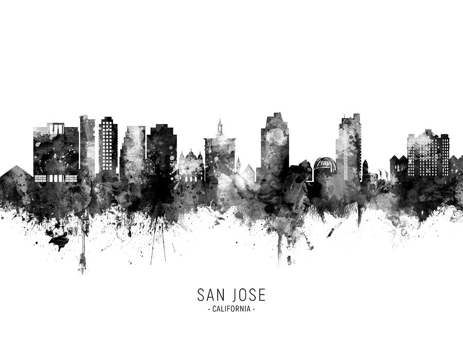 San Jose Digital Art - San Jose California Skyline #31 by Michael Tompsett