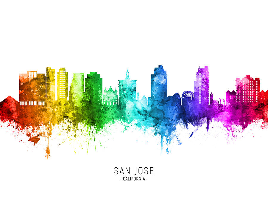 San Jose California Skyline #34 Digital Art by Michael Tompsett