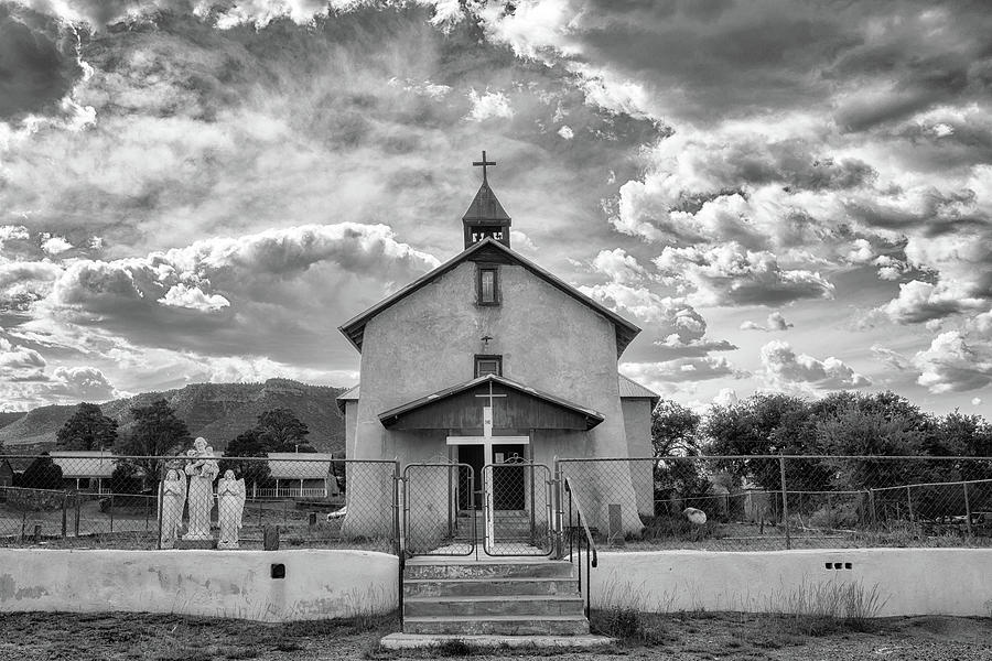 San Jose Church - New Mexico Church - Black and White Photograph by Susan Rissi Tregoning