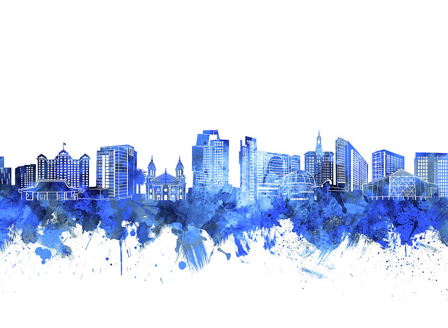 San Jose Skyline Blue Digital Art by Bekim M - Fine Art America