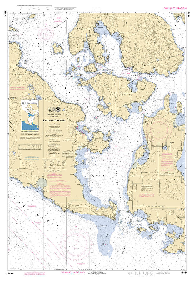 San Juan Channel Washington Chart 18434a, Noaa Chart 18434 Digital Art ...