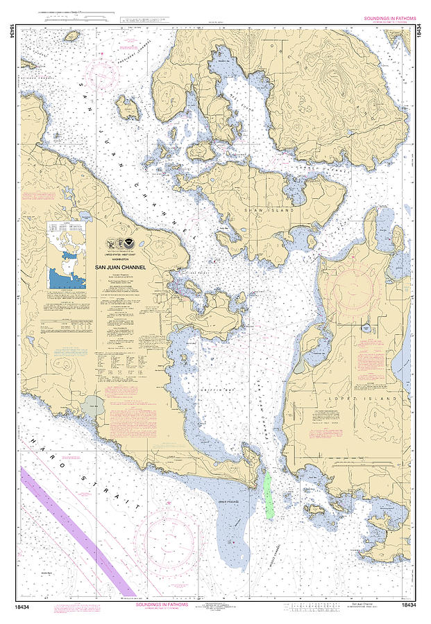 San Juan Channel Washington, Noaa Chart 18434 Digital Art by Nautical ...