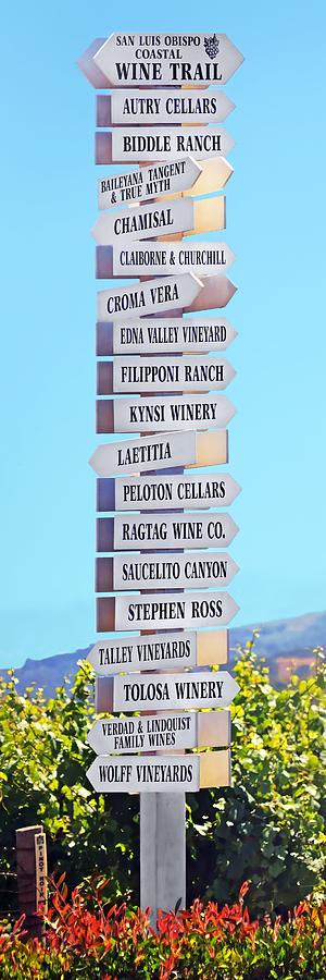 San Luis Obispo Coastal Wine Trail - Sign Photograph by Nikolyn McDonald