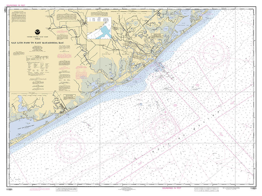 San Luis Pass To East Matagorda Bay Texas, Noaa Chart 11321 Digital Art ...