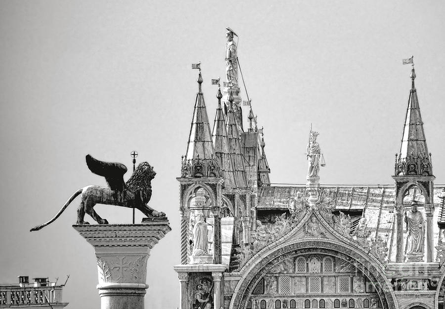 San Marco Lion and Basilica  Photograph by Olivier Le Queinec