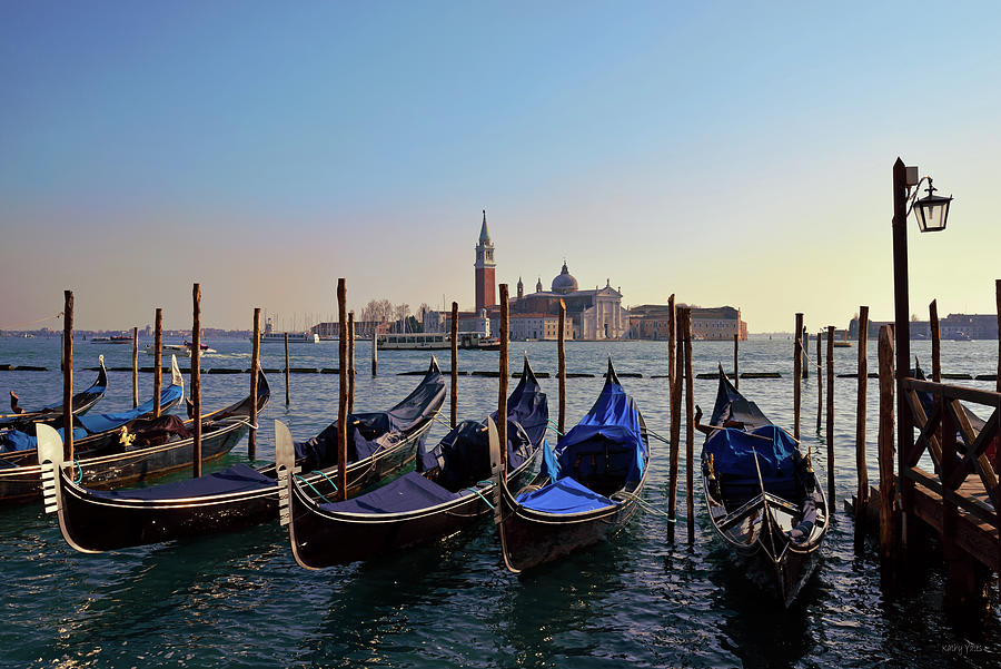 Boat Photograph - San Marco Square Gondolas by Kathy Yates