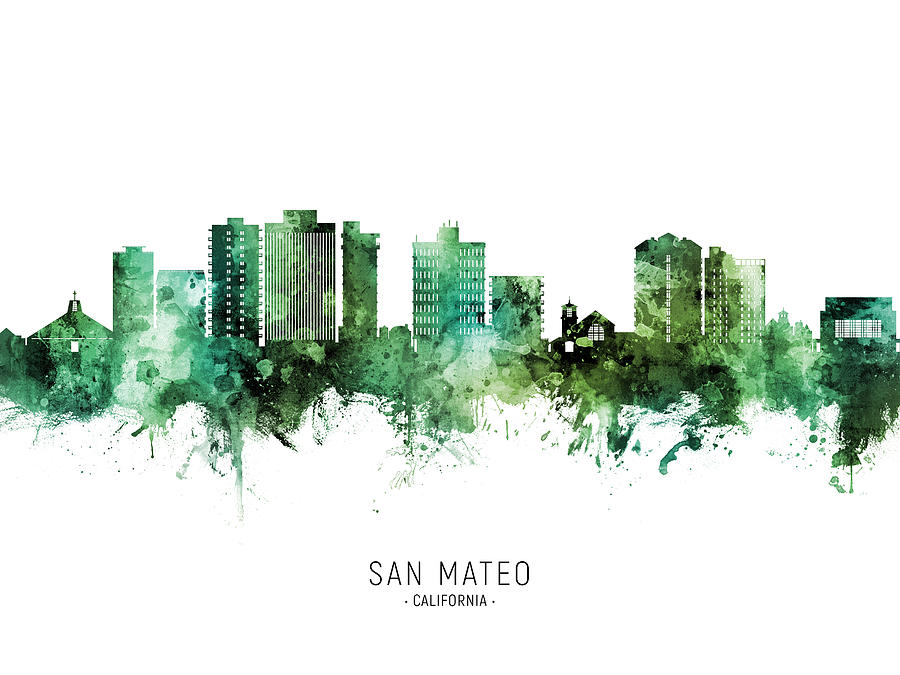 San Mateo California Skyline #71 Digital Art by Michael Tompsett