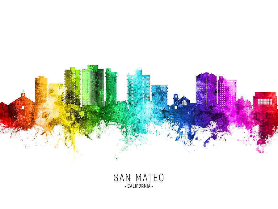 San Mateo California Skyline #87 Digital Art by Michael Tompsett