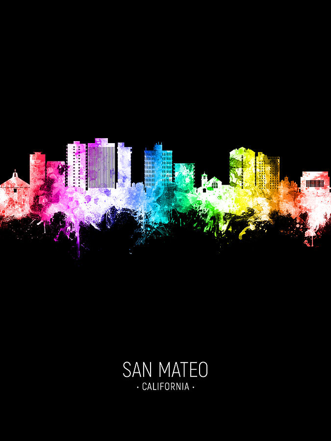 San Mateo California Skyline #96 Digital Art by Michael Tompsett