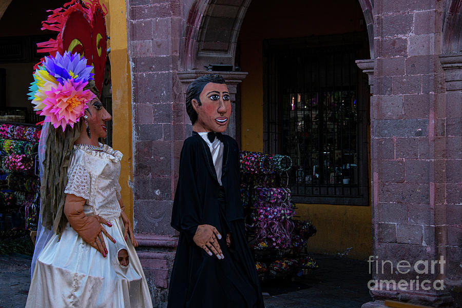 San Miguel Bride and Groom Mojigangas  Photograph by Bob Phillips