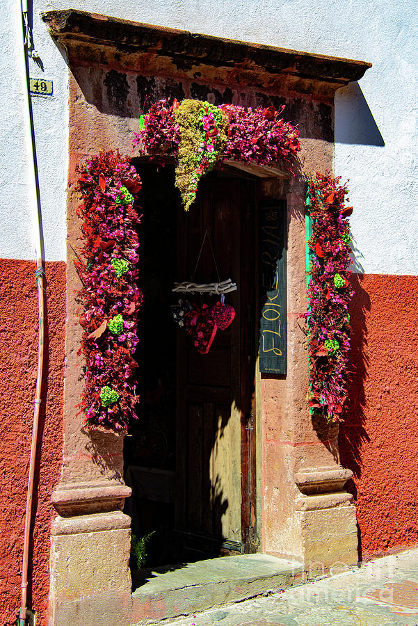 San Miguel de Allende Flowered Doorway Photograph by Bob Phillips