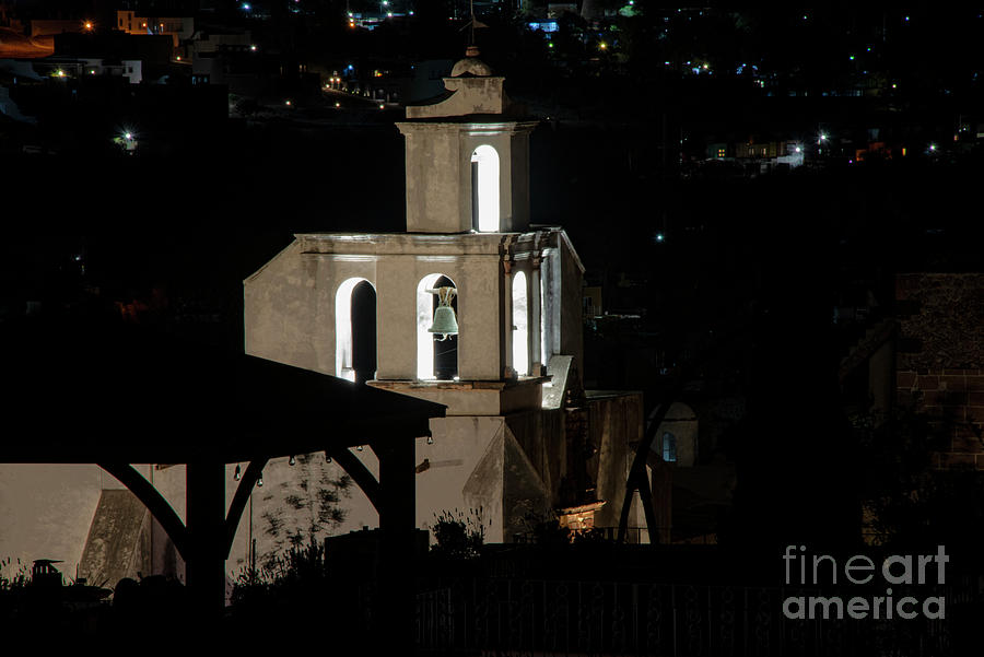 San Miguel de Allende San Francisco Church White Bell Tower at Night Photograph by Bob Phillips