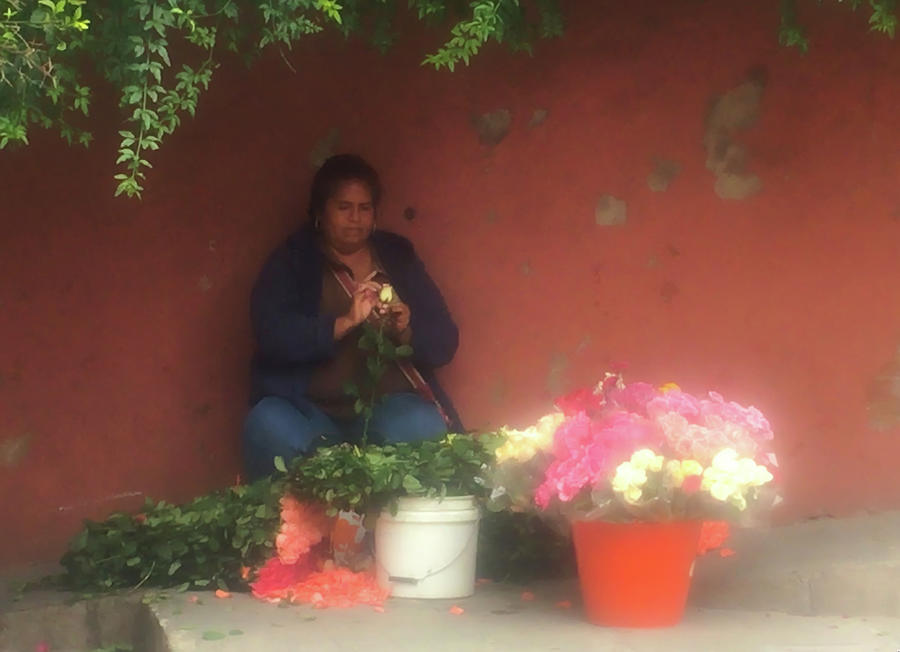 Floral Street Vender - San Miguel Allende - Mexico Photograph by Bonnie Colgan