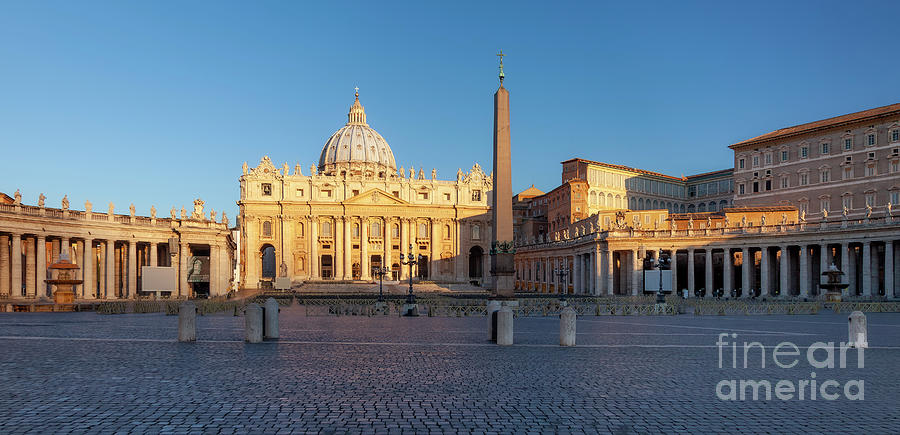 San Pietro - Early Morning - Rome Italy - Pano Photograph by Brian Jannsen