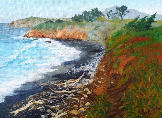 San Simeon CA Coast Painting by Katherine Young-Beck