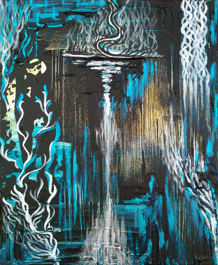 Abstract Painting - Dark Mystic Sanctuary - Acrylic Painting on Canvas, Original Abstract Art by Aneta Soukalova
