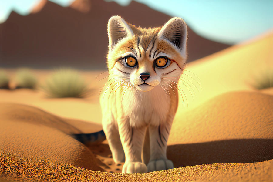 Sand Cat in the Desert Digital Art by Wes and Dotty Weber - Pixels