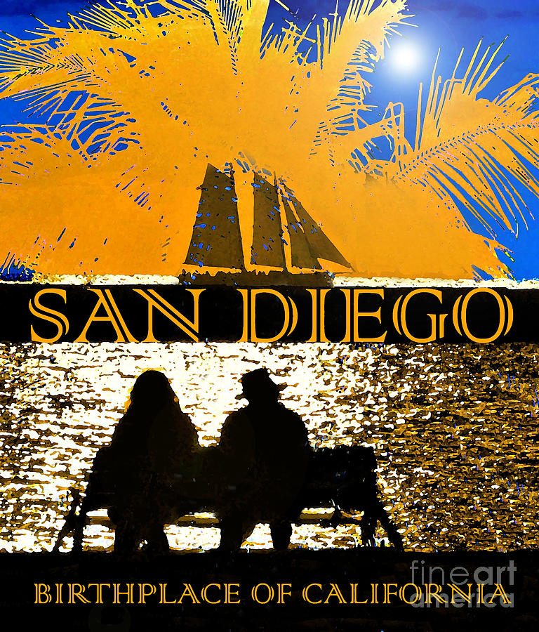 Sand Diego travel poster Mixed Media by David Lee Thompson