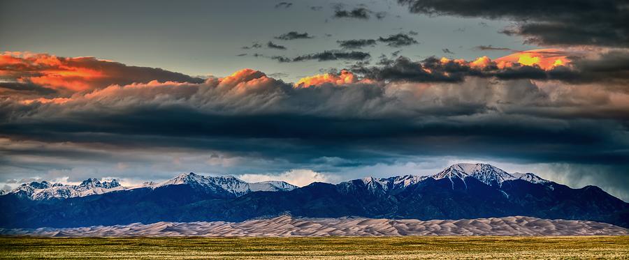 Sand Dunes and Mountains at Sunset Photograph by Mountain Dreams