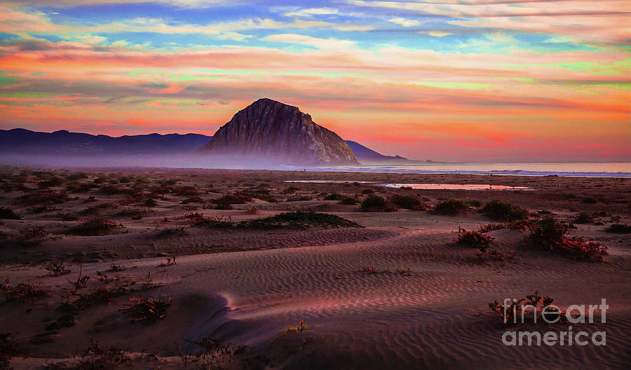 Sand Dunes At Sunset At Morro Bay Beach Shoreline  Photograph by Jerry Cowart