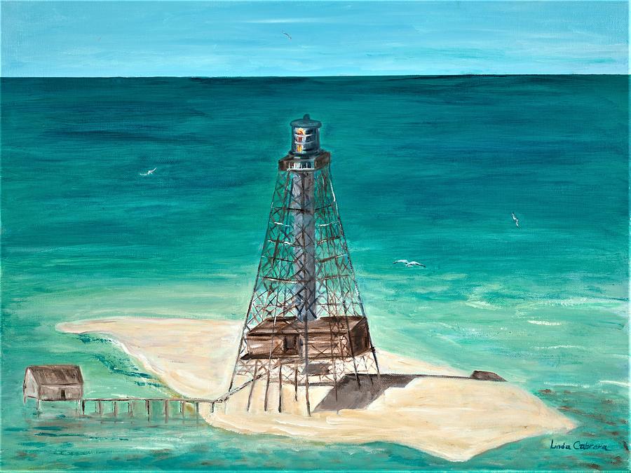 Sand Key Lighthouse Painting by Linda Cabrera