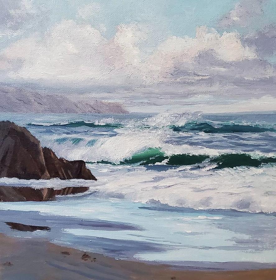 Sand, Rock, Sea And Sky Painting By Anca Reid 