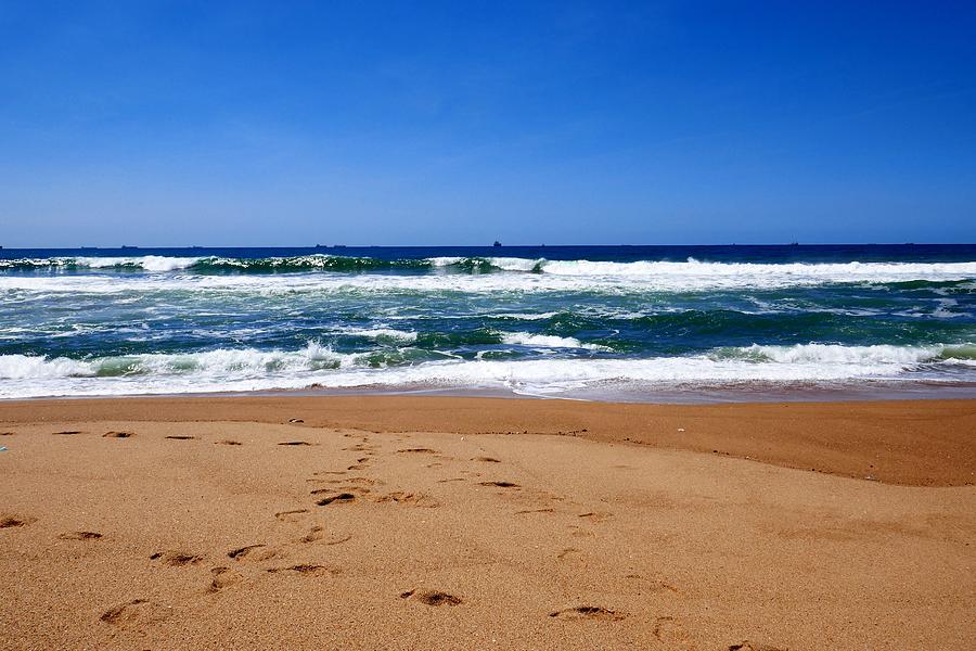 Sand Sea And Blue Sky Photograph
