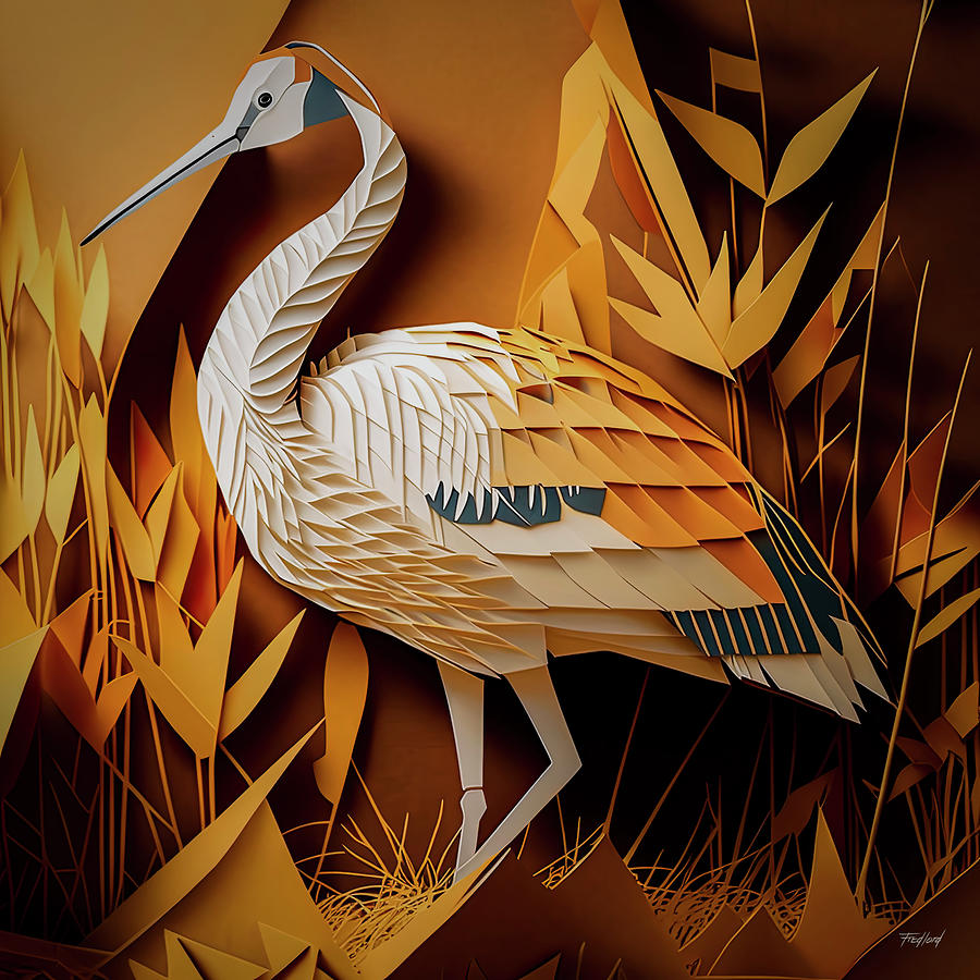 Sandhill Crane Cut Paper Digital Art by Fred J Lord - Fine Art America