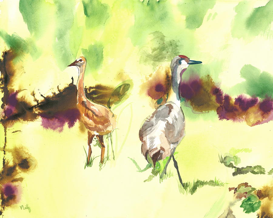 Sandhill Cranes Painting by Vicki Lutz - Pixels