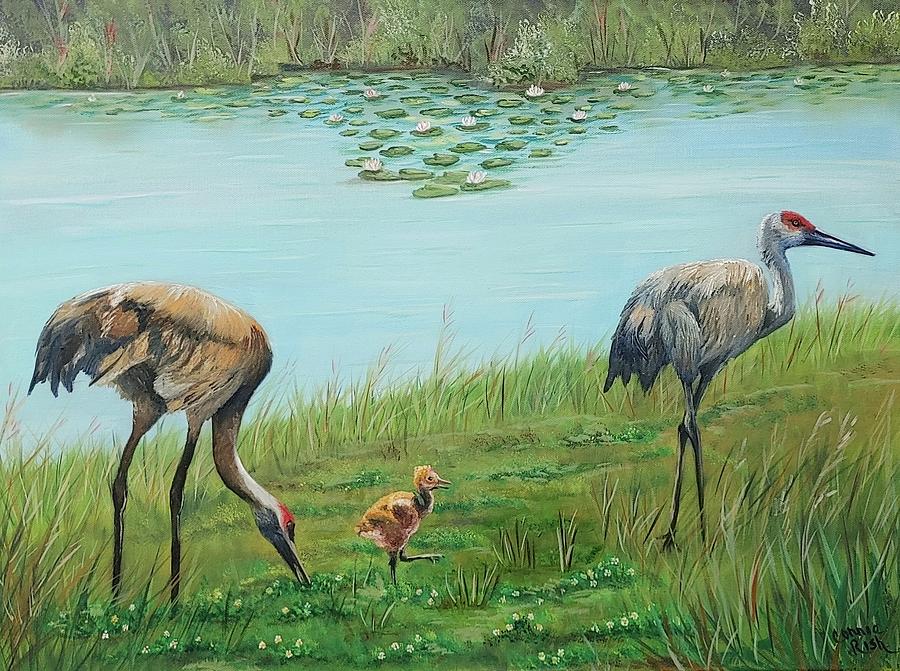 Sandhill Family Painting by Connie Rish
