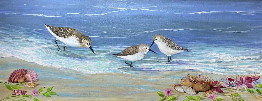 Sandpipers at Play Painting by Sue Dinenno