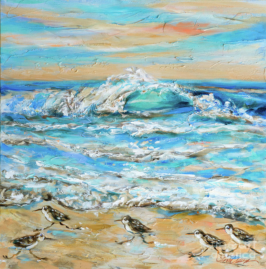 Sandpipers at Sunrise Painting by Linda Olsen