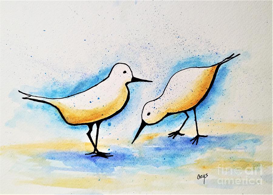 Sandpipers Painting by Irene Czys